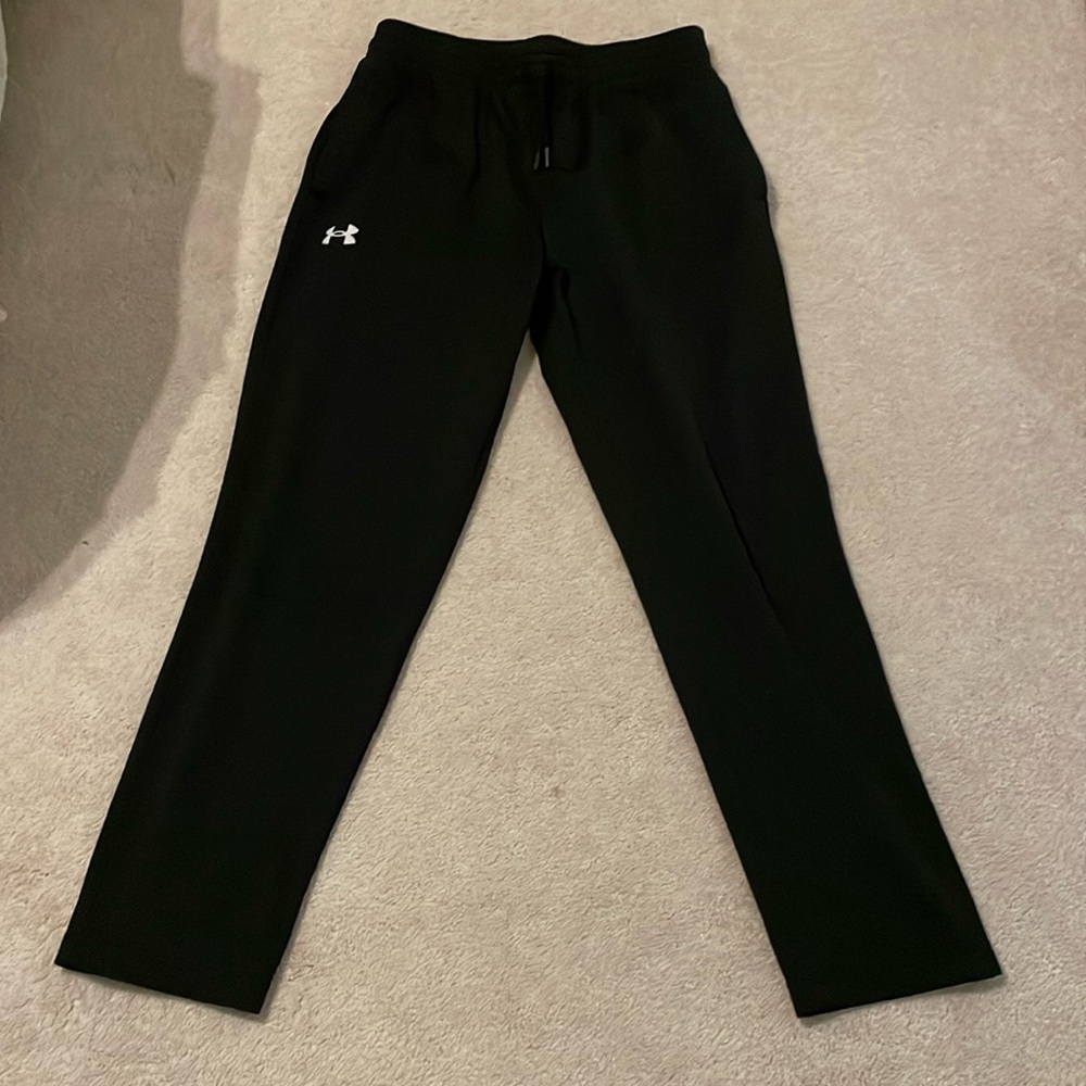 Boys Youth Under Armour Wide Leg Black Pants Size Medium